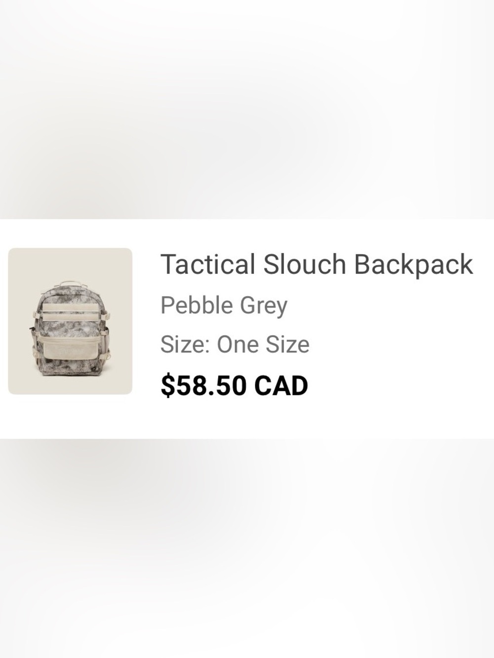 Gymshark Tactical Slouch Backpack - Pebble Grey Camo